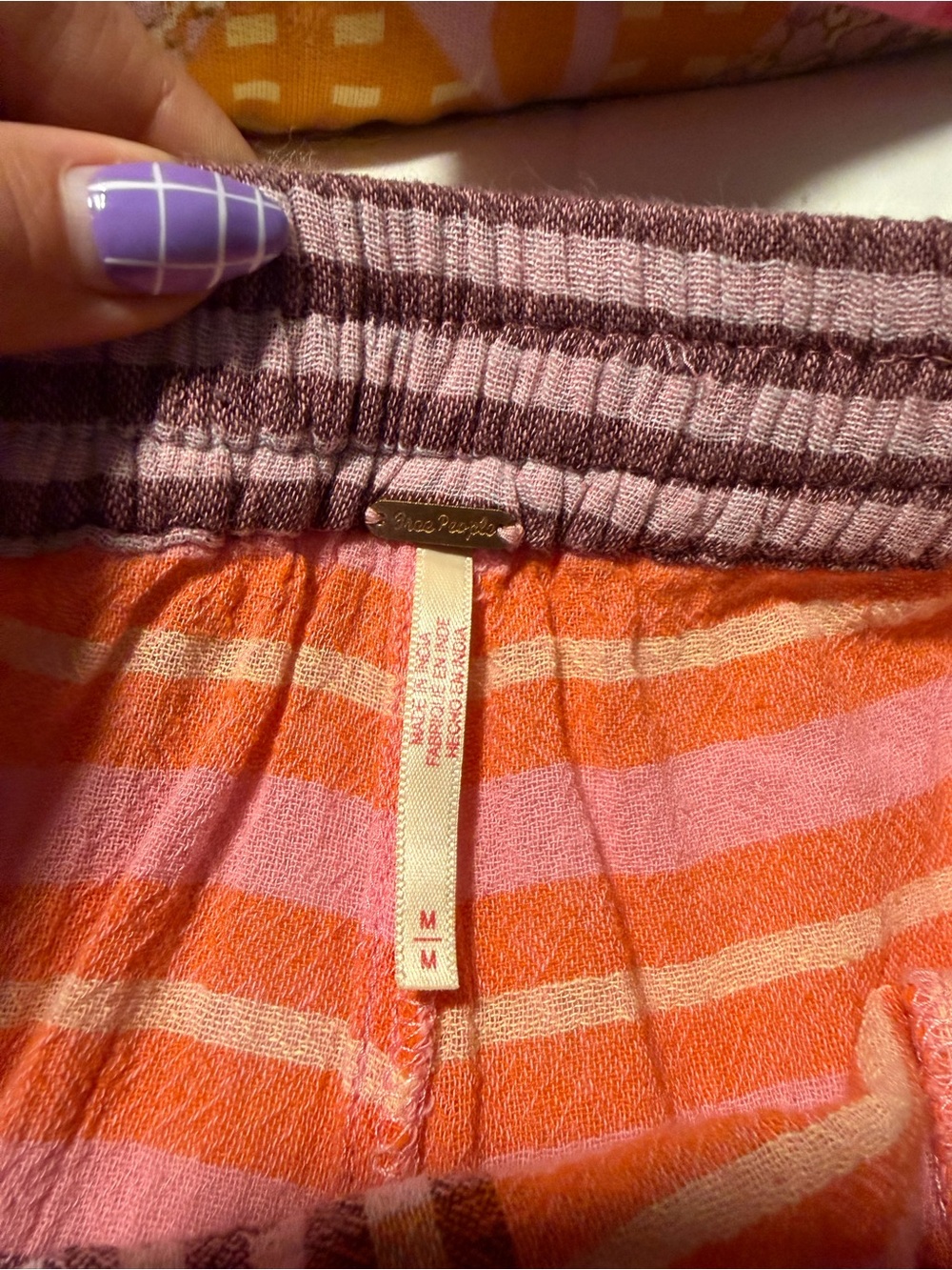 Free People crafted cargo trousers pink plaid - Picture 2 of 4